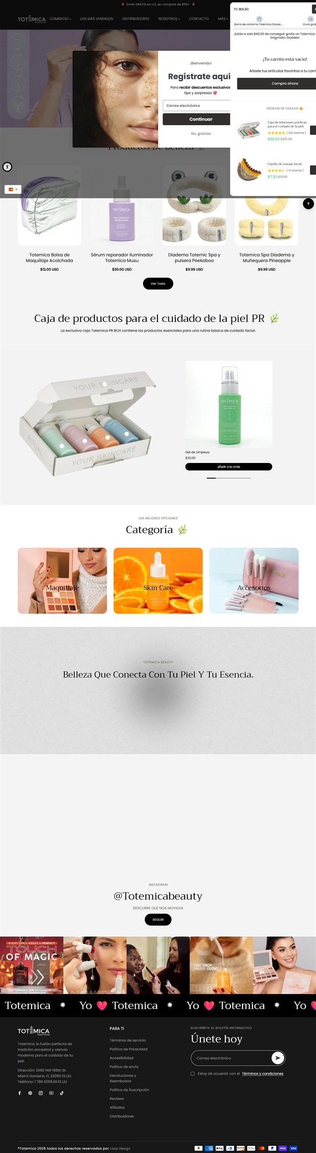 Portada actual completa de Totemica Beauty